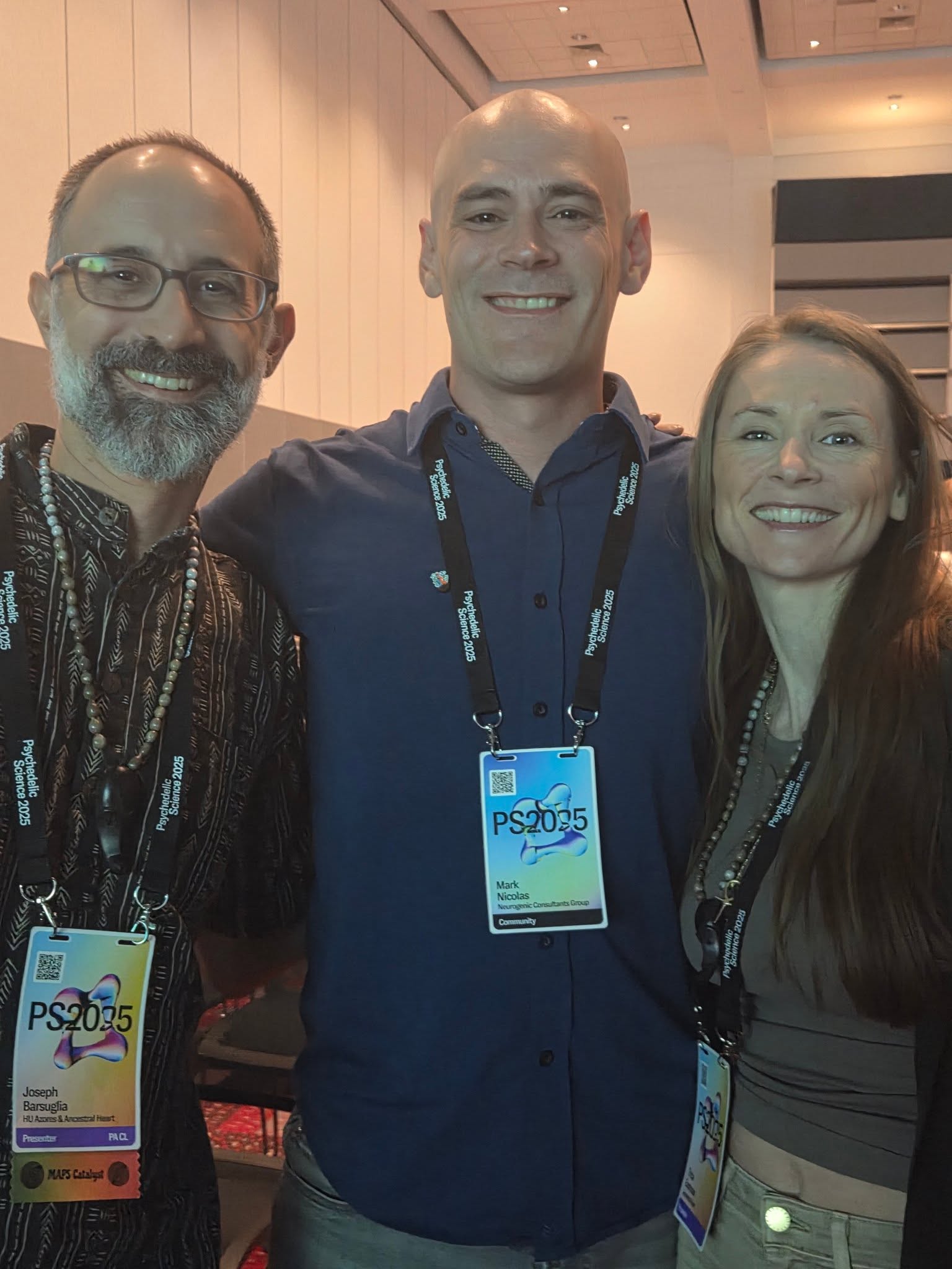 Mark Nicolas with Dr. Joseph Barsuglia and Patricia Eastman at Psychedelic Science 2025